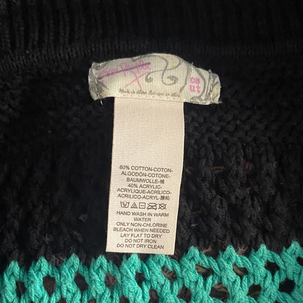 Free People Bayside Stripe Crochet Knit Poncho NWOT - Picture 2 of 4